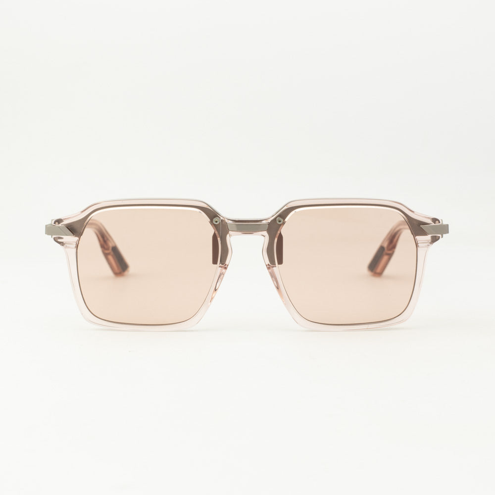Lunettes De Soleil Movitra Trinitas 02 - Monture Titane Et Acétate Argentée - Verres Violets UV400 - Unisexe
