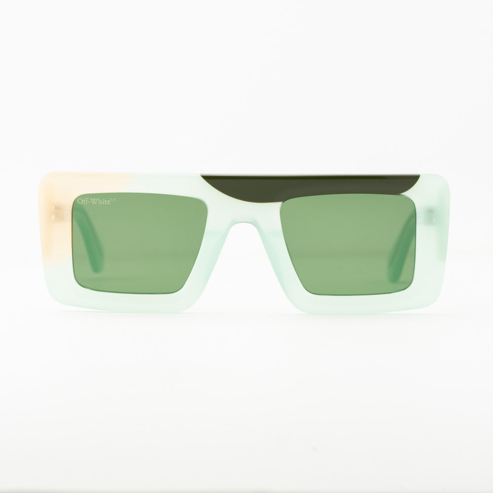 Off-White Seattle Sun Rectangle Sunglasses in Multicolor - Green, Custom Lenses | Visionist